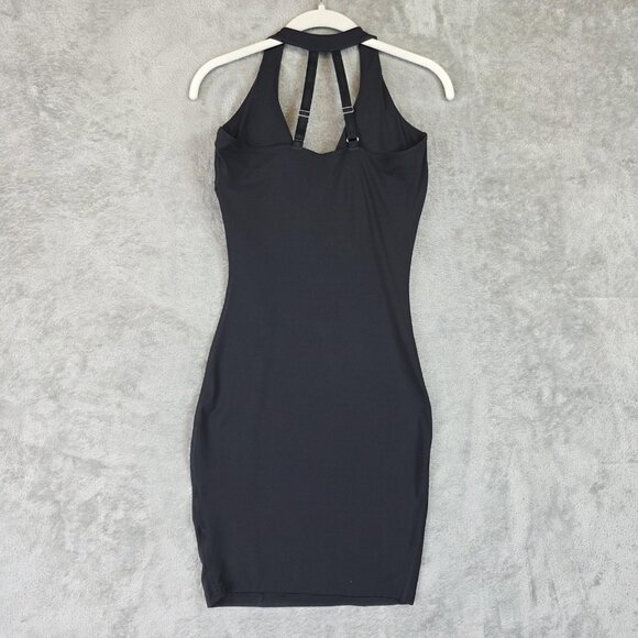 Gymshark Whitney Simmons Dress Womens Small Black Halter Bodycon Mini Strappy - Picture 2 of 13